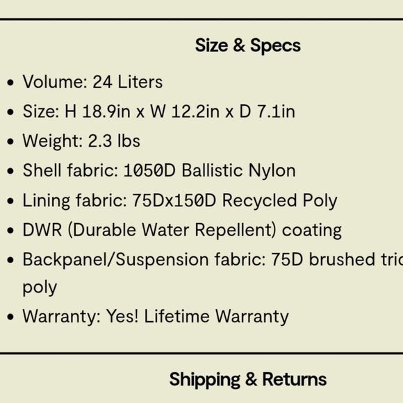 B2TM super durable 1050D Ballistic Nylon city backpack ergonomic 24l khaki color - Picture 10 of 11